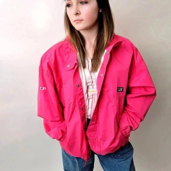 Vintage 1989 Neon Pink Light Bomber Track Jacket - Picture 1 of 8